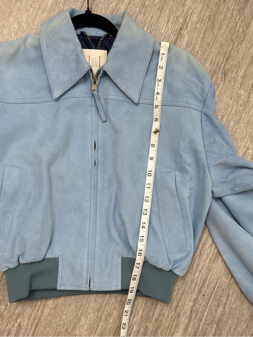 Helsa The Suede Zip Bomber Jacket Faded Denim Blue Leather XS Revolve - Picture 4 of 9